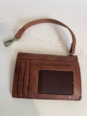 Brown Leather Wristlet Card Holder - Men Bags